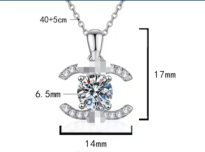 S925 Sterling Silver 1 Carat D Color Moissanite Necklace and Earrings for Women
