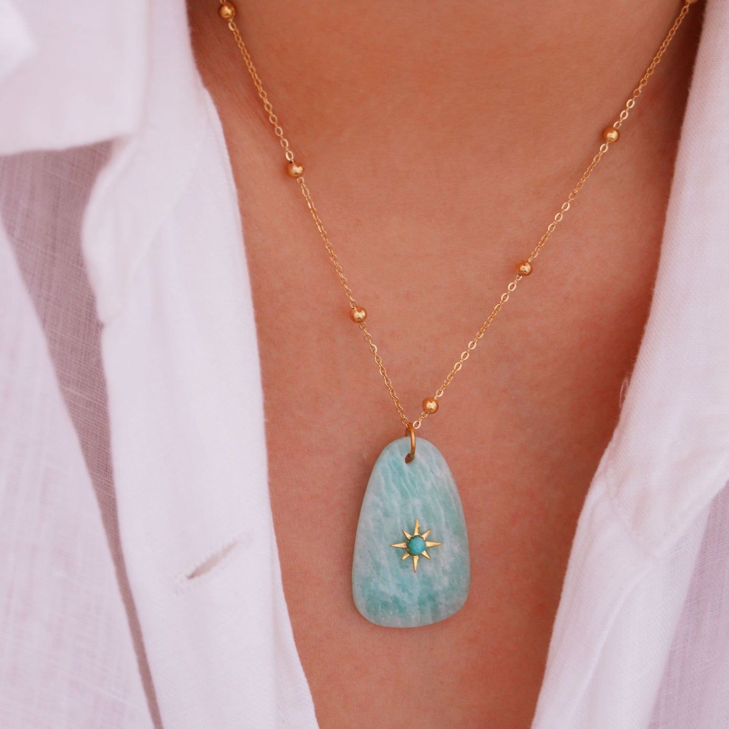 Natural Crystal Necklace with 14K Gold Plated