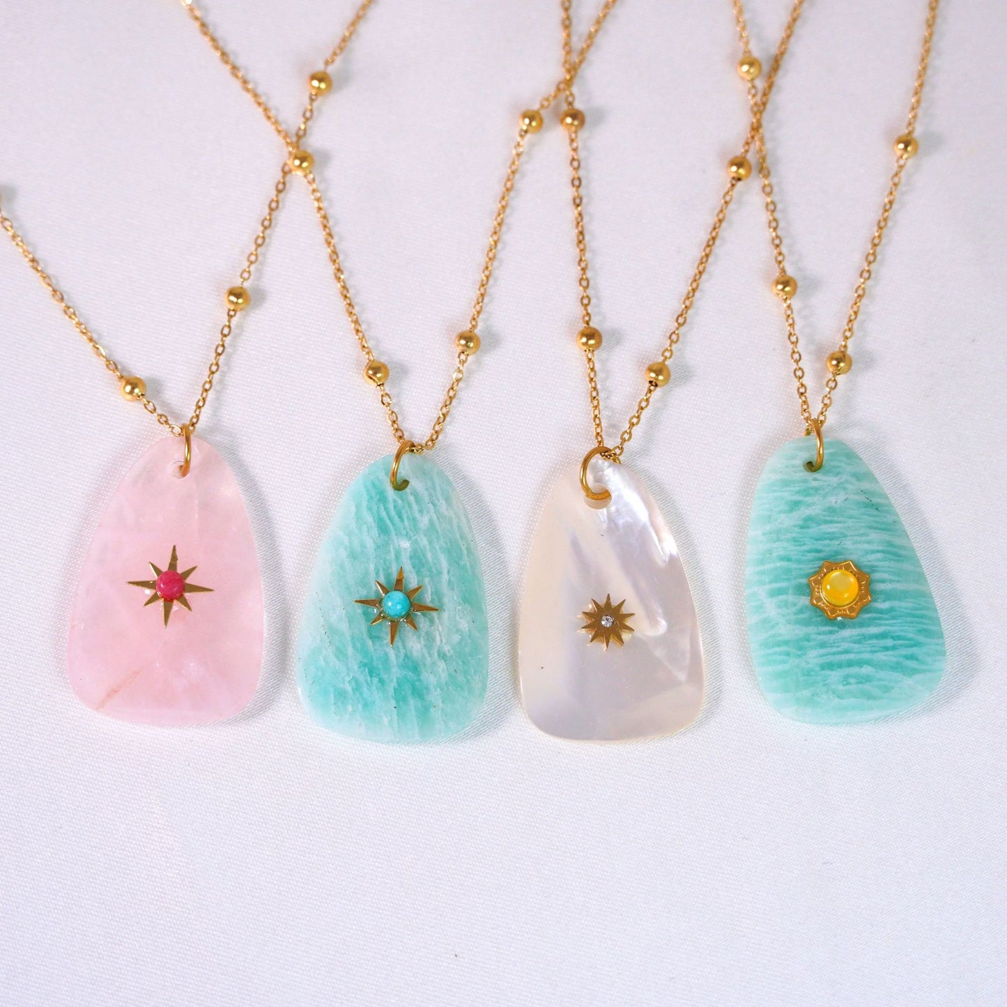 Natural Crystal Necklace with 14K Gold Plated