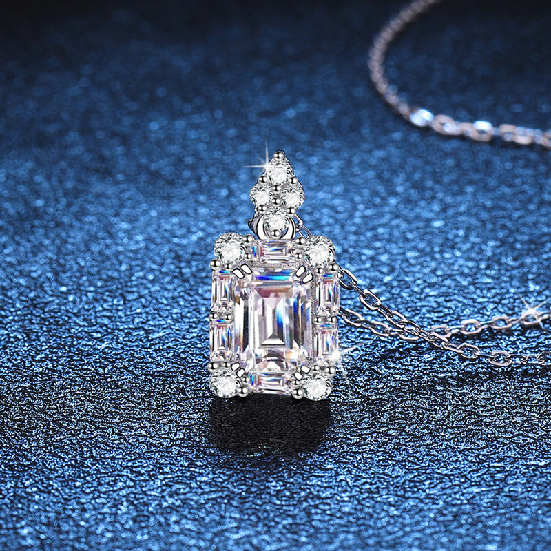 1CT Emerald Cut &Radiant Cut Moissanite Necklace