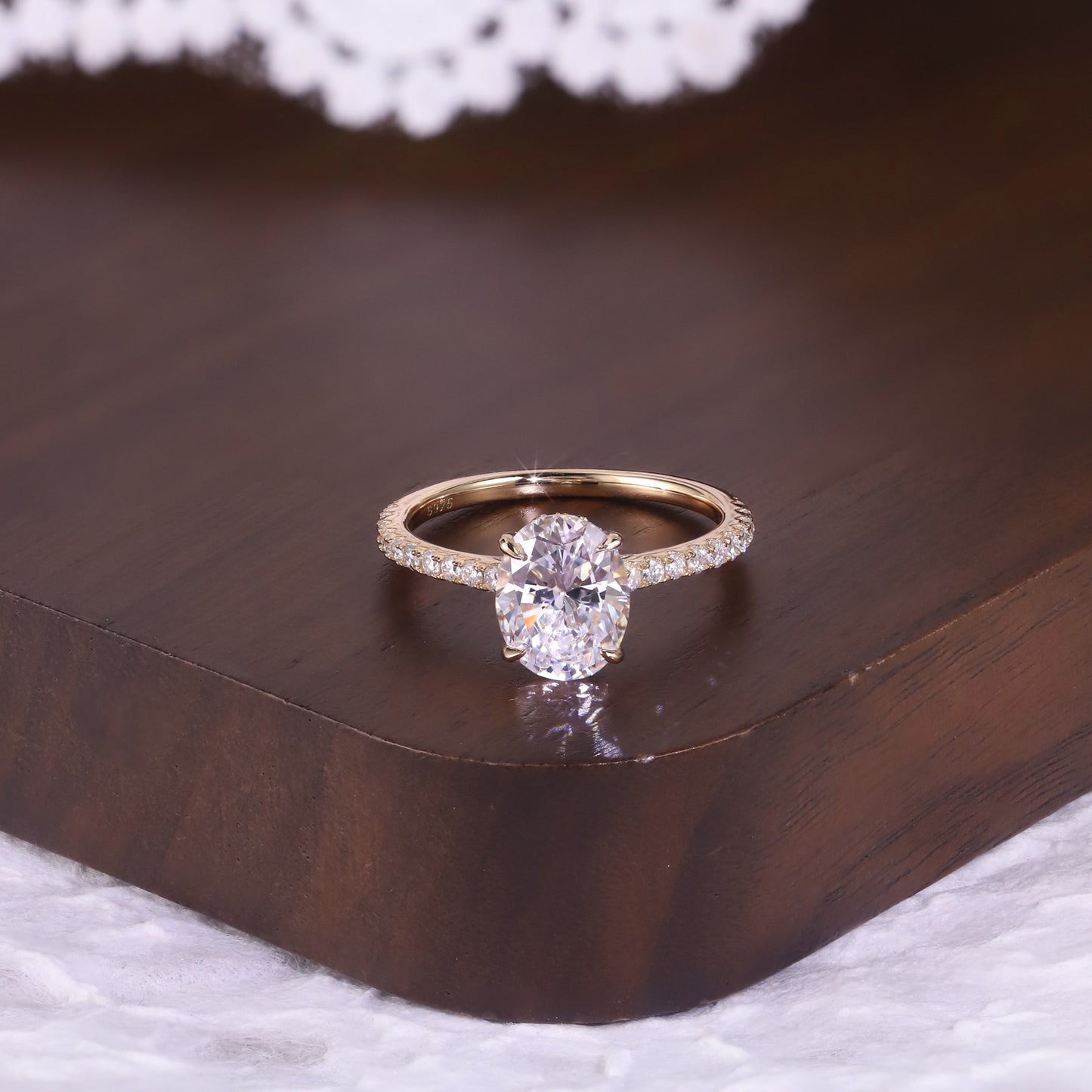 3ct Oval Cut Moissanite Ring 18k Yellow Gold Plated