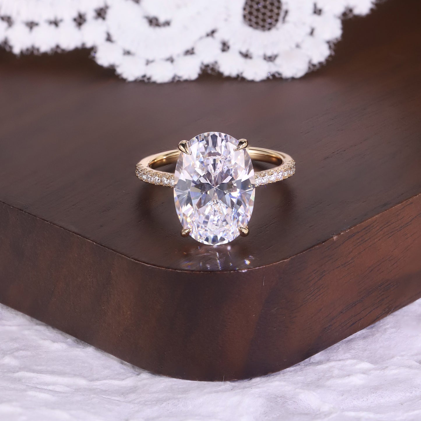 3ct Oval Cut Moissanite Ring 18k Yellow Gold Plated