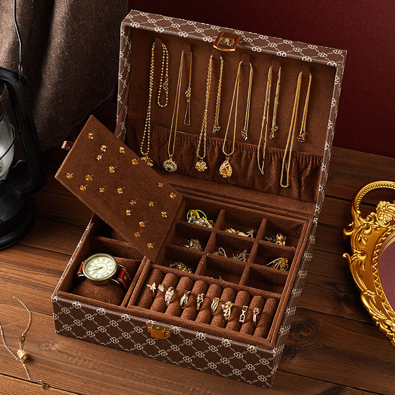 Classic Jewelry Organizer for Necklaces Rings Earrings Bracelets-2Layers&3colors