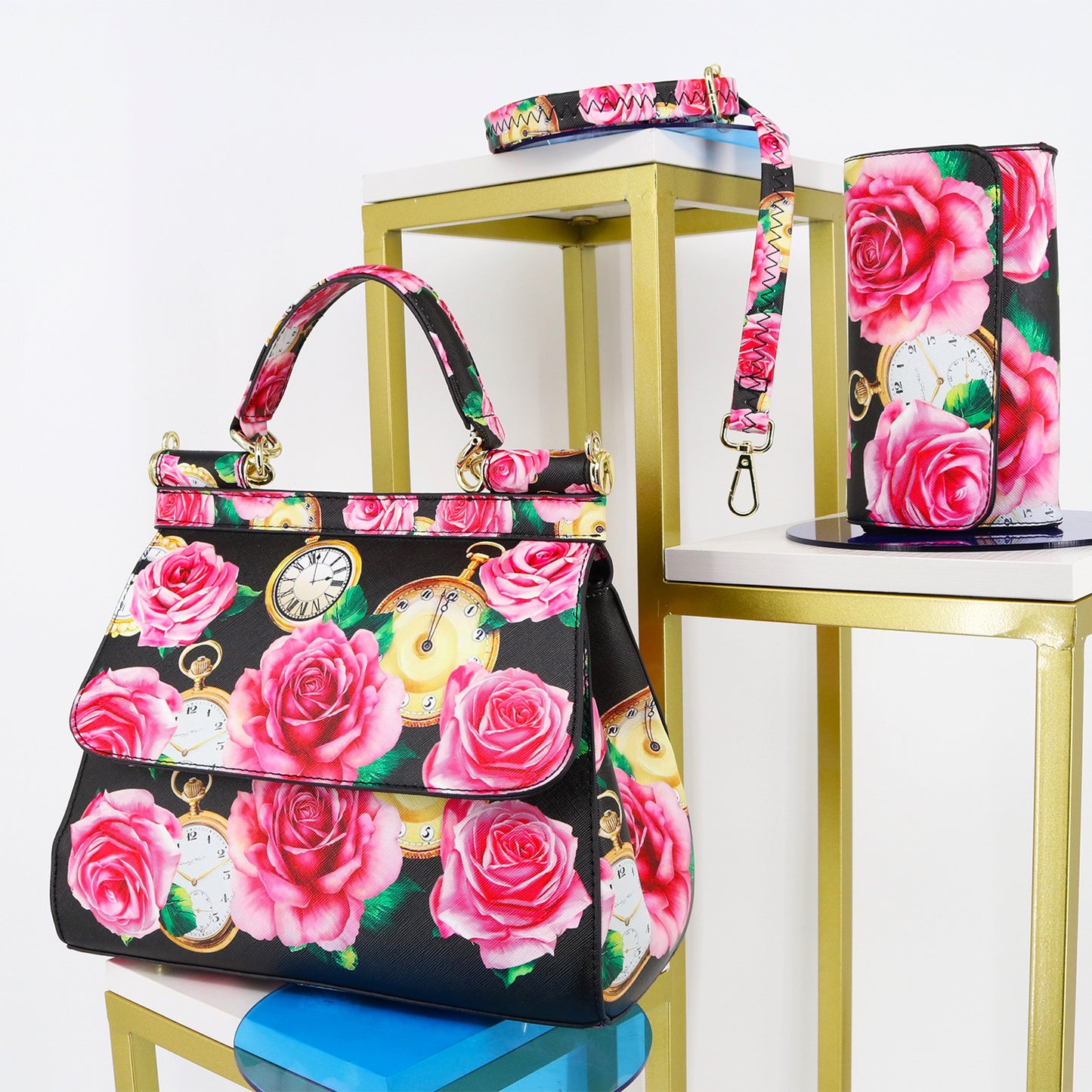 Two Pieces Set Flowery Hand Bags (Get one more wallet as a freebie)