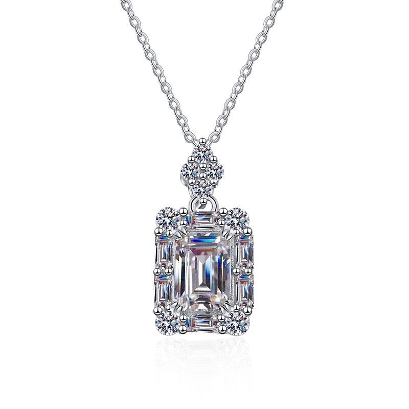 1CT Emerald Cut &Radiant Cut Moissanite Necklace