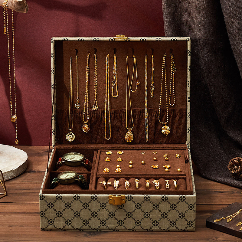 Classic Jewelry Organizer for Necklaces Rings Earrings Bracelets-2Layers&3colors