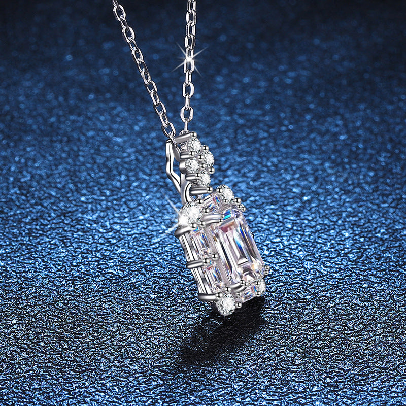 1CT Emerald Cut &Radiant Cut Moissanite Necklace