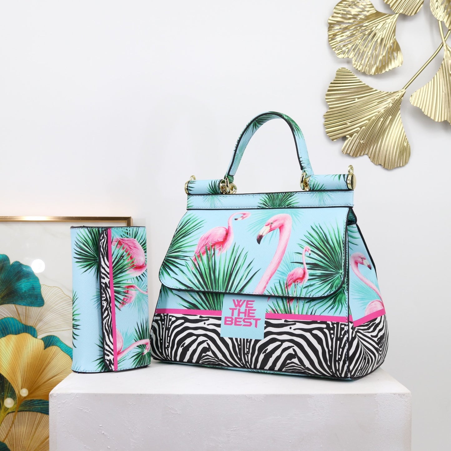 Two Pieces Set Flowery Hand Bags (Get one more wallet as a freebie)