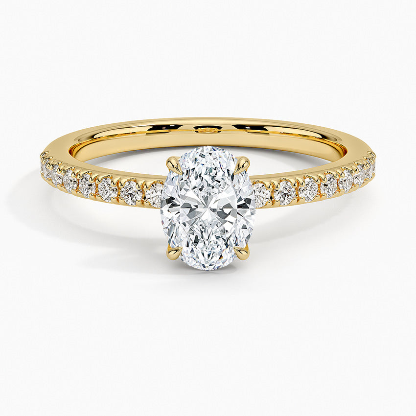 3ct Oval Cut Moissanite Ring 18k Yellow Gold Plated