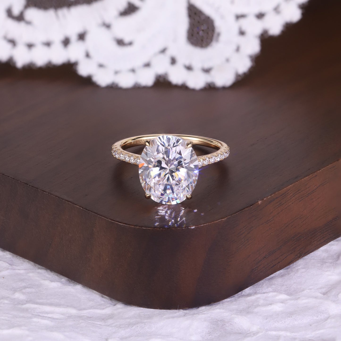 3ct Oval Cut Moissanite Ring 18k Yellow Gold Plated