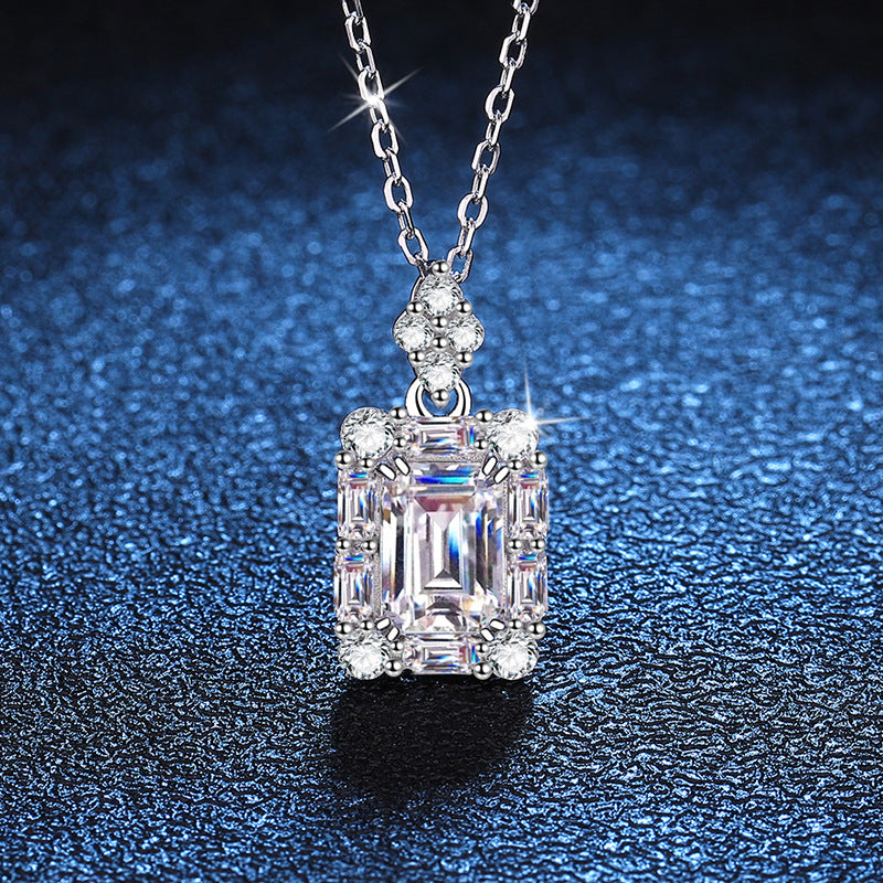 1CT Emerald Cut &Radiant Cut Moissanite Necklace