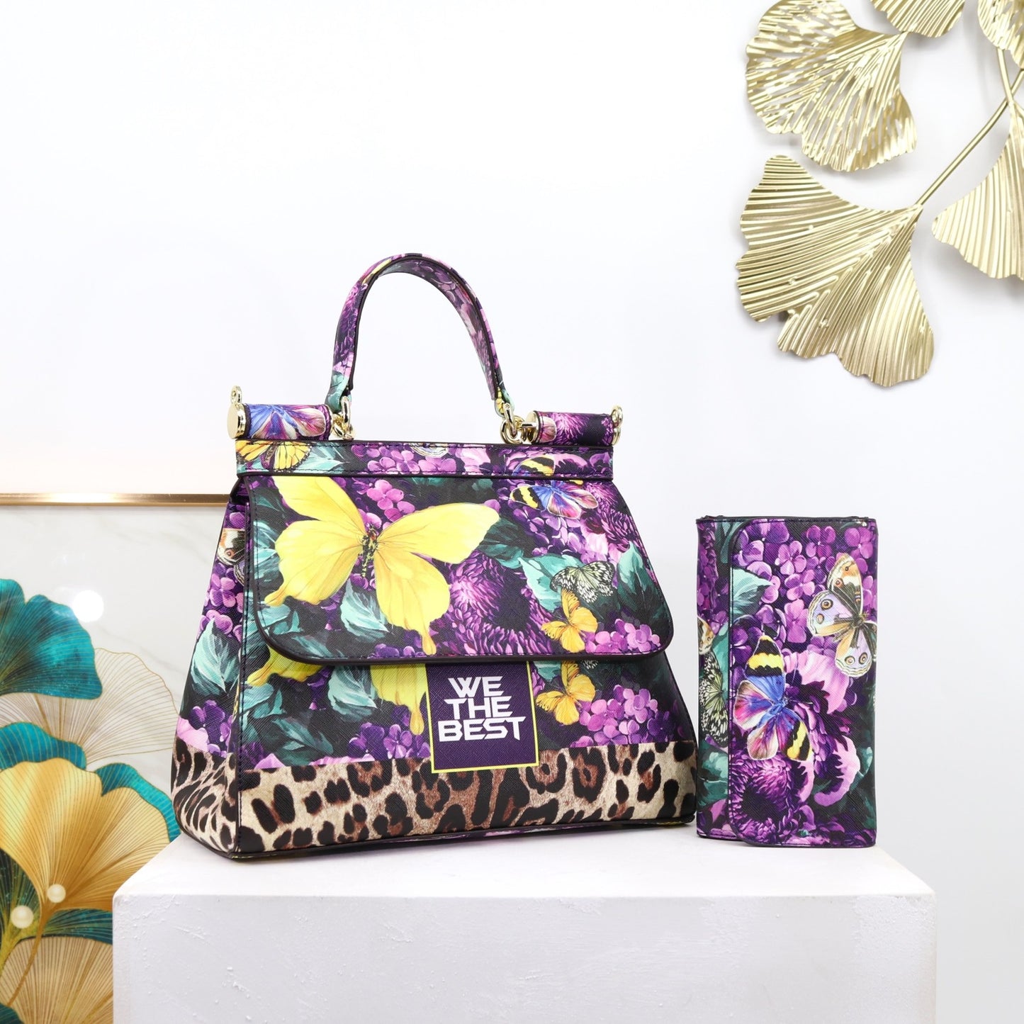 Two Pieces Set Flowery Hand Bags (Get one more wallet as a freebie)