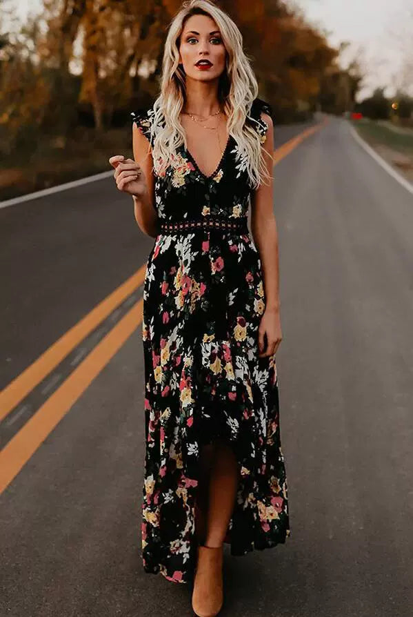 Summer Backless Lace Flowery Beach Dress