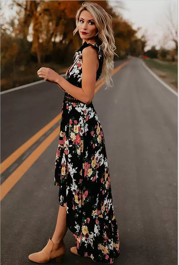 Summer Backless Lace Flowery Beach Dress