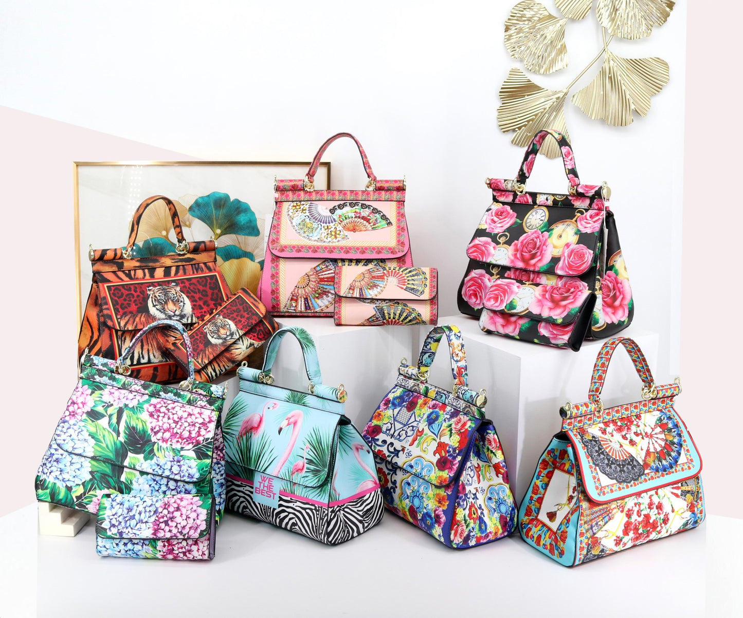 Two Pieces Set Flowery Hand Bags (Get one more wallet as a freebie)