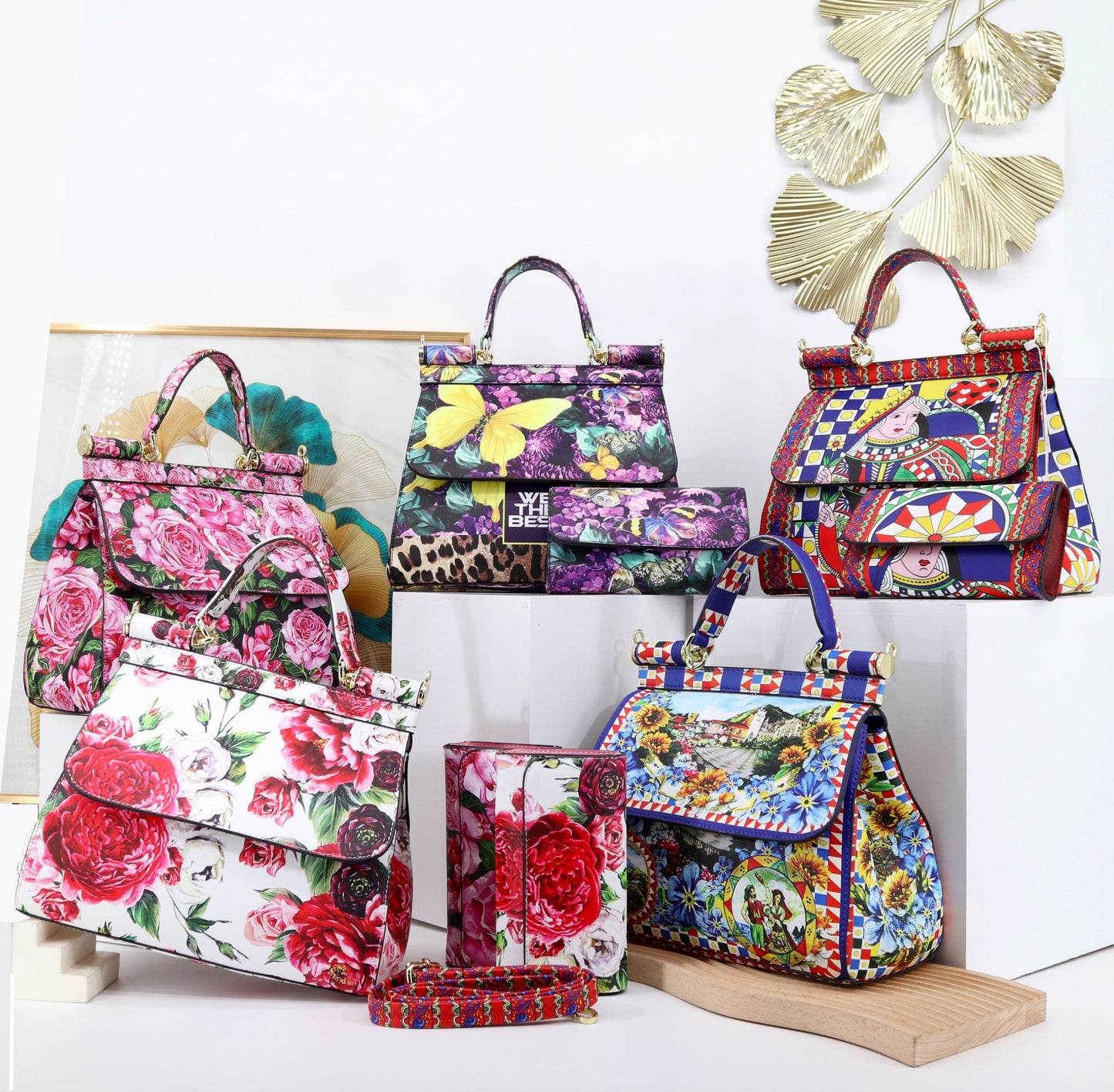 Two Pieces Set Flowery Hand Bags (Get one more wallet as a freebie)