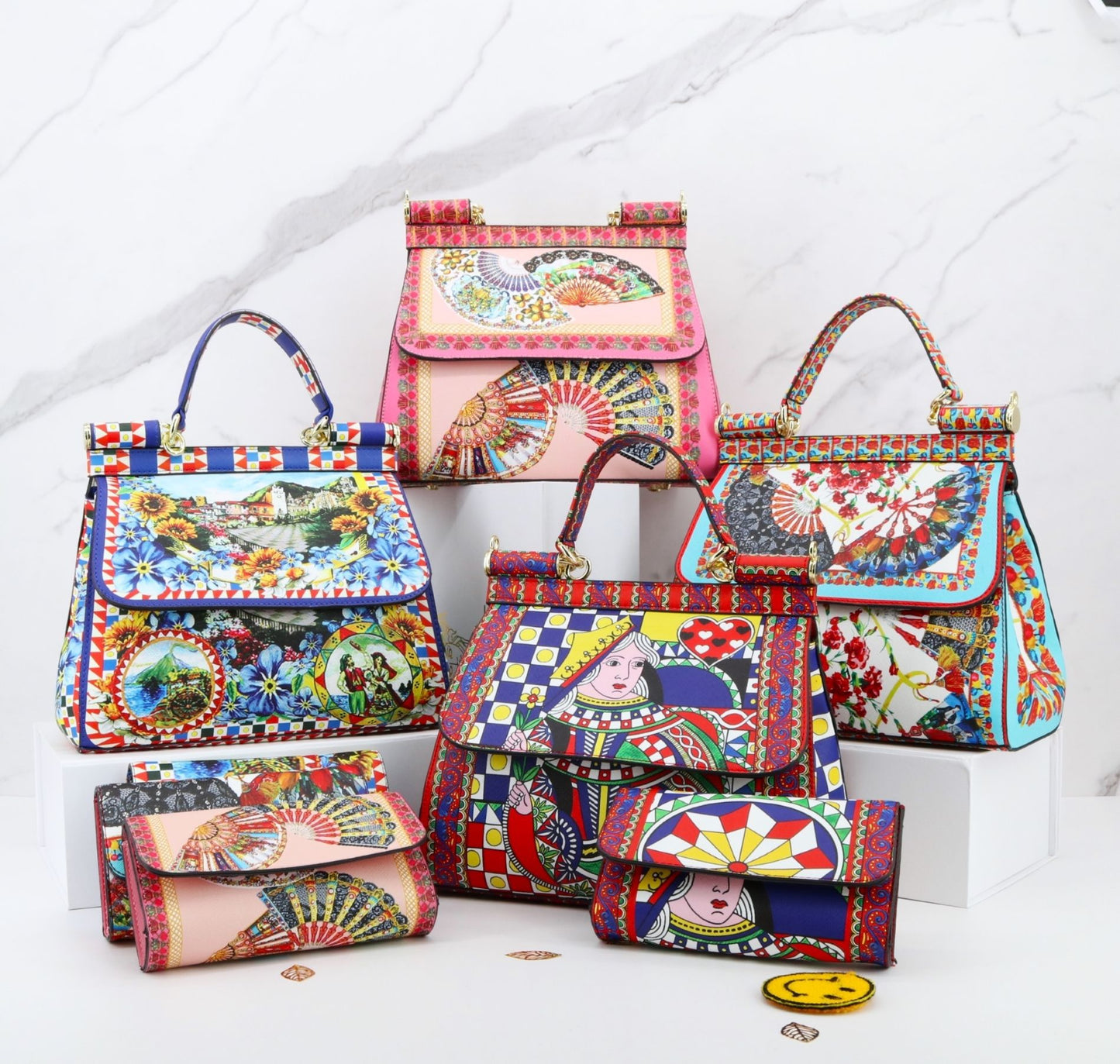 Two Pieces Set Flowery Hand Bags (Get one more wallet as a freebie)