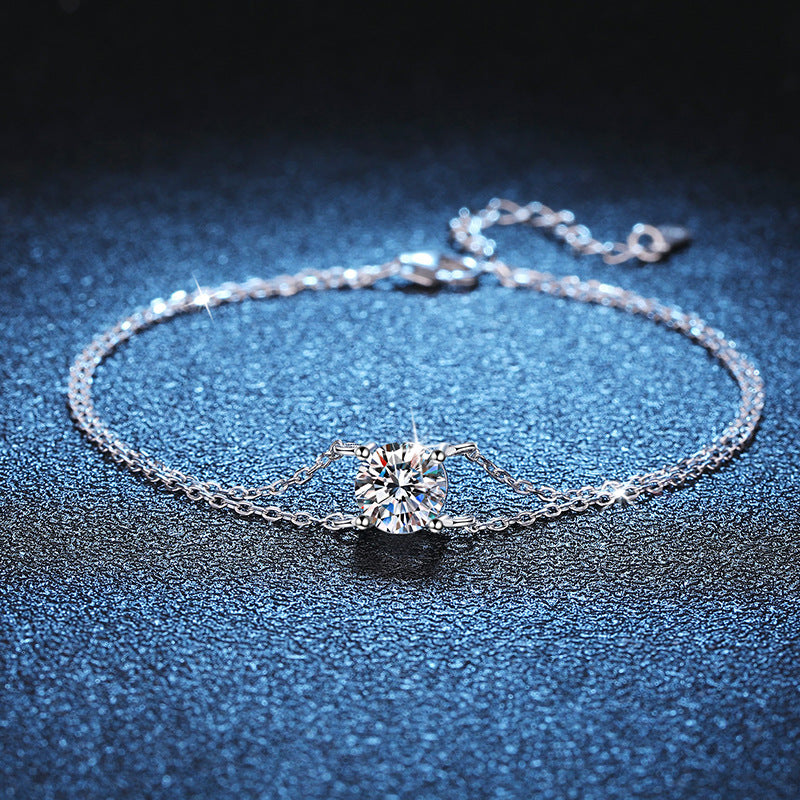 S925 Sterling Silver 1 Carat D Color Moissanite Necklace and Earrings  for Women