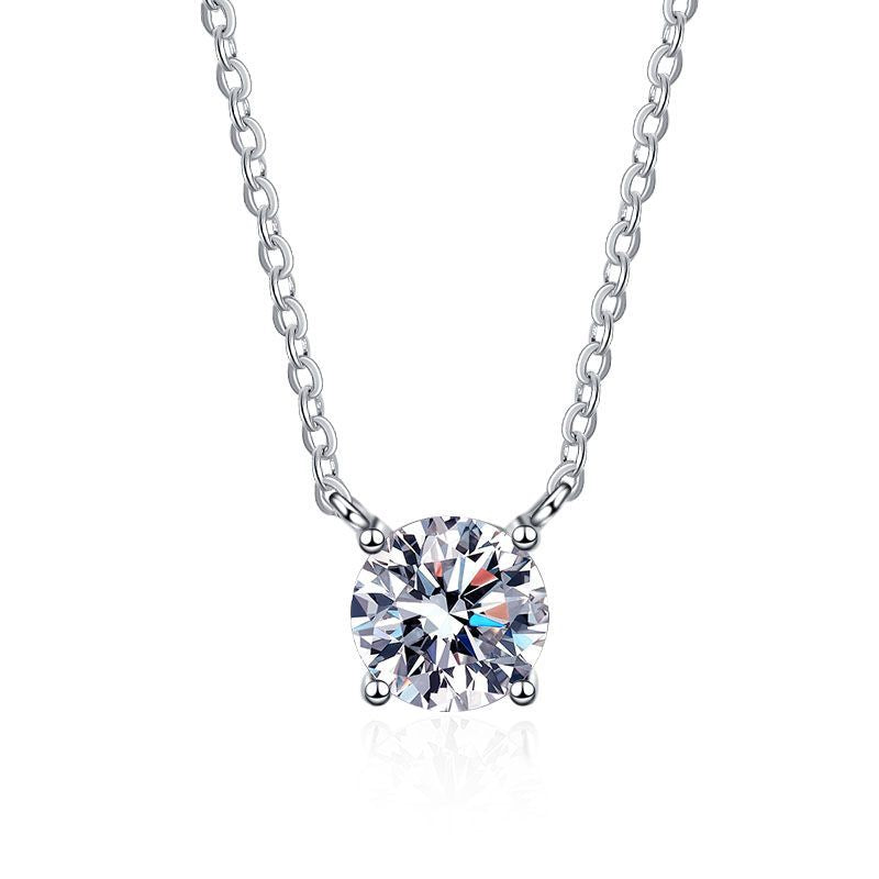 S925 Sterling Silver 1 Carat D Color Moissanite Necklace and Earrings  for Women