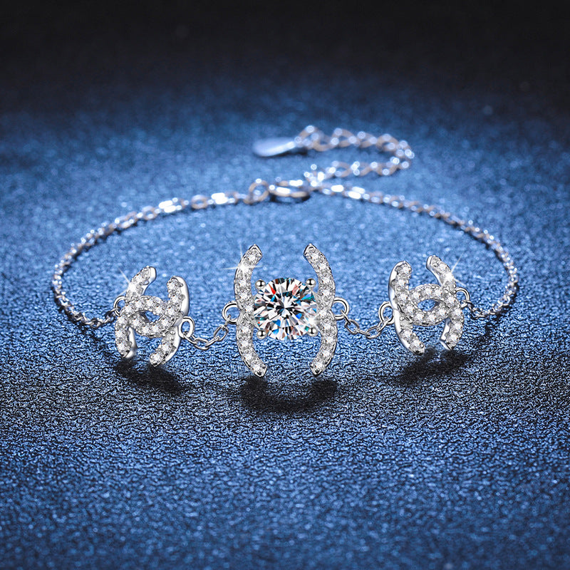 S925 Sterling Silver 1 Carat D Color Moissanite Necklace and Earrings  for Women