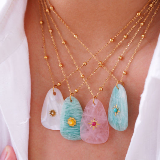 Natural Crystal Necklace with 14K Gold Plated