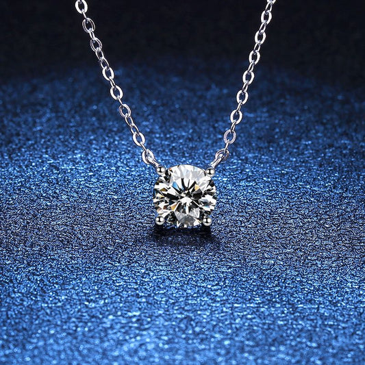 S925 Sterling Silver 1 Carat D Color Moissanite Necklace and Earrings  for Women